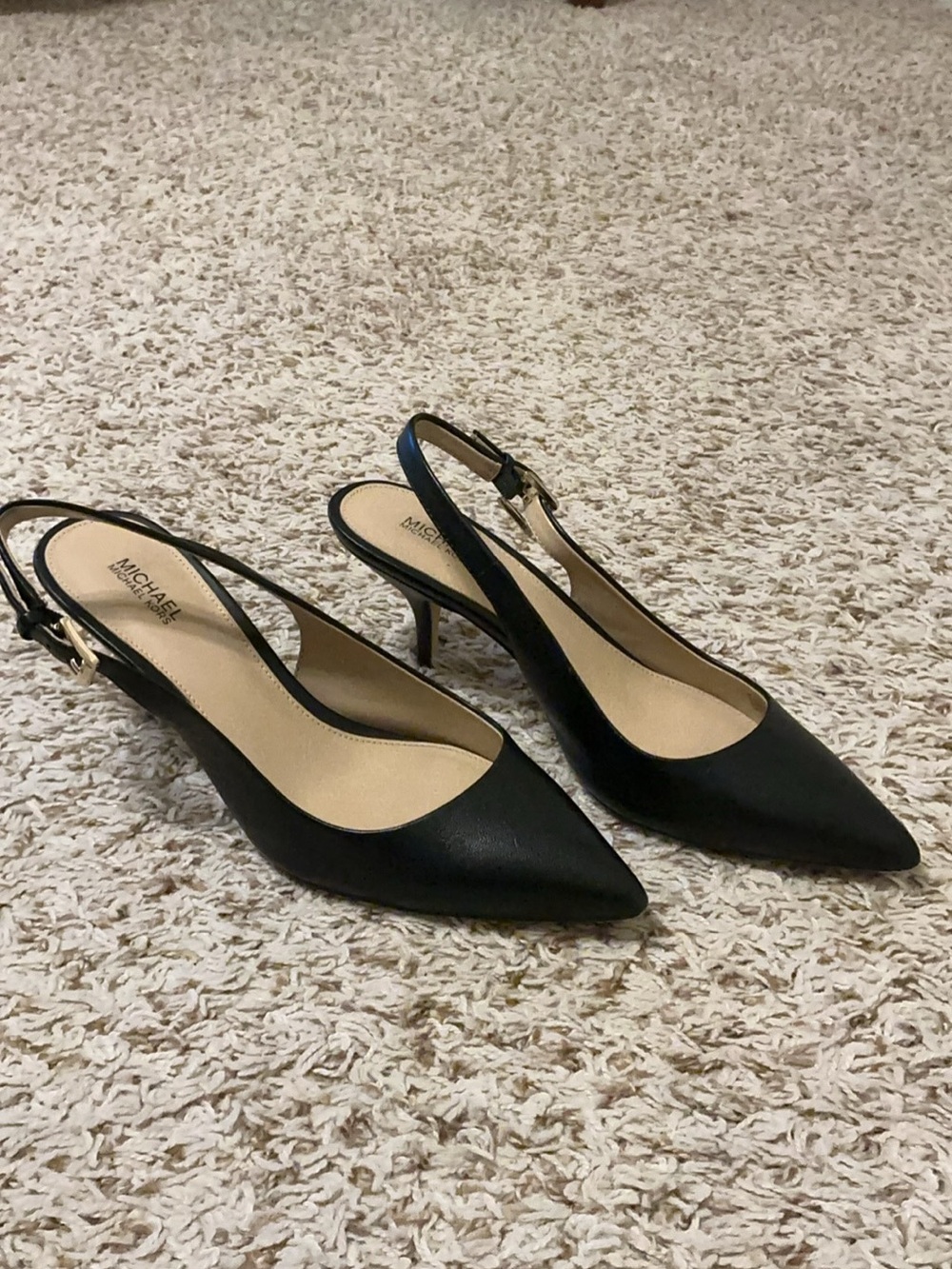 MICHAEL Michael Kors ‘Kelsey’ Black Pointed Toe Slingback Heels